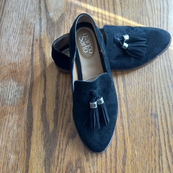 Black Suede Tassel Loafers Size 7 Classic Old Money Academia 90s Preppy Capsule - Picture 16 of 16